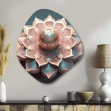 Exquisite Pink Gold Lotus Mandala - Asymmetric Metal Wall Art