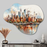 Dreamy New York Scenery Retro Watercolor - Asymmetric Metal Wall Art