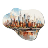 Dreamy New York Scenery Retro Watercolor - Asymmetric Metal Wall Art