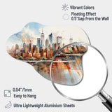 Dreamy New York Scenery Retro Watercolor - Asymmetric Metal Wall Art