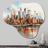 Dreamy New York Scenery Retro Watercolor - Asymmetric Metal Wall Art