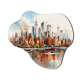 Dreamy New York Scenery Retro Watercolor - Asymmetric Metal Wall Art