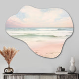 Ocean Tranquility Tender Pink Pastel Sunrise I - Asymmetric Metal Wall Art