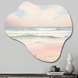 Ocean Tranquility Tender Pink Pastel Sunrise I - Asymmetric Metal Wall Art