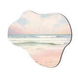 Ocean Tranquility Tender Pink Pastel Sunrise I - Asymmetric Metal Wall Art