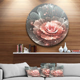 Abstract Fractal Pink Gray Flower Floral Circle Metal Wall Art