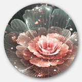Abstract Fractal Pink Gray Flower Floral Circle Metal Wall Art