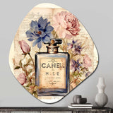 Vintage Perfume Bottle With Blossoming Flowers - Asymmetric Metal Wall Art