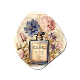 Vintage Perfume Bottle With Blossoming Flowers - Asymmetric Metal Wall Art