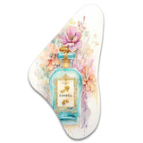 Vintage Floral Pastel Perfume Bottle I - Asymmetric Metal Wall Art