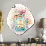 Vintage Floral Pastel Perfume Bottle I - Asymmetric Metal Wall Art