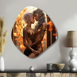 Divine Love Sensual Goddess Couple Kissing IV - Asymmetric Metal Wall Art