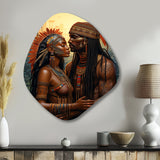 Native Couple Celebrating Divine Love I - Asymmetric Metal Wall Art