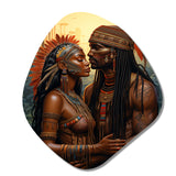 Native Couple Celebrating Divine Love I - Asymmetric Metal Wall Art