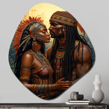 Native Couple Celebrating Divine Love I - Asymmetric Metal Wall Art