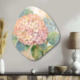 Retro Hydrangea Bouquet In Vintage Pastel I - Asymmetric Metal Wall Art