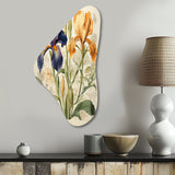 Blue and Gold Iris Vintage Illustration - Asymmetric Metal Wall Art