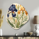 Blue and Gold Iris Vintage Illustration - Asymmetric Metal Wall Art