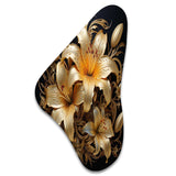 Golden Lily Flower Glam On Black V - Asymmetric Metal Wall Art