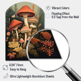 Autumn Mushrooms In Forest Vintage Illustration I - Asymmetric Metal Wall Art