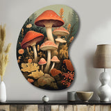 Autumn Mushrooms In Forest Vintage Illustration I - Asymmetric Metal Wall Art