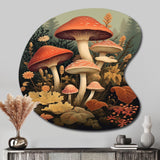 Autumn Mushrooms In Forest Vintage Illustration I - Asymmetric Metal Wall Art