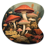 Autumn Mushrooms In Forest Vintage Illustration I - Asymmetric Metal Wall Art