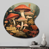 Autumn Mushrooms In Forest Vintage Illustration I - Asymmetric Metal Wall Art