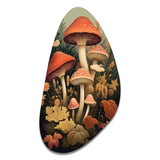 Autumn Mushrooms In Forest Vintage Illustration I - Asymmetric Metal Wall Art