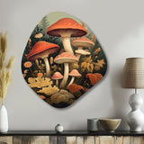 Autumn Mushrooms In Forest Vintage Illustration I - Asymmetric Metal Wall Art