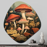 Autumn Mushrooms In Forest Vintage Illustration I - Asymmetric Metal Wall Art