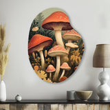 Autumn Mushrooms In Forest Vintage Illustration I - Asymmetric Metal Wall Art