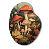 Autumn Mushrooms In Forest Vintage Illustration I - Asymmetric Metal Wall Art