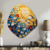 Summer Flower Field Of Poppies And Buttercups I - Asymmetric Metal Wall Art