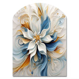 Abstract Blooming Magnolia White Amber Blue - Asymmetric Metal Wall Art