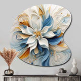 Abstract Blooming Magnolia White Amber Blue - Asymmetric Metal Wall Art