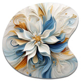 Abstract Blooming Magnolia White Amber Blue - Asymmetric Metal Wall Art