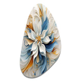 Abstract Blooming Magnolia White Amber Blue - Asymmetric Metal Wall Art