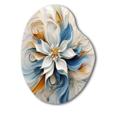 Abstract Blooming Magnolia White Amber Blue - Asymmetric Metal Wall Art