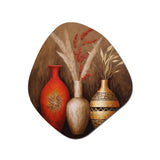 Cottage Red Vases Dried Wheat Flowers III - Asymmetric Metal Wall Art