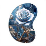 Gilded Blue Rose Shining In The Morning Light - Asymmetric Metal Wall Art