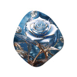 Gilded Blue Rose Shining In The Morning Light - Asymmetric Metal Wall Art