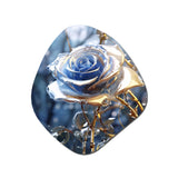 Gilded Blue Rose Shining In The Morning Light I - Asymmetric Metal Wall Art