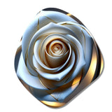 Exquiste White Rose With Gilded Glam Petals I - Asymmetric Metal Wall Art