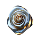 Exquiste White Rose With Gilded Glam Petals I - Asymmetric Metal Wall Art