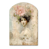 Victorian Lady Pink Roses Rustic Vintage - Asymmetric Metal Wall Art