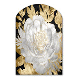 Exquisite White Rose Blooming Floral Gold Glam - Asymmetric Metal Wall Art