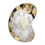 Exquisite White Rose Blooming Floral Gold Glam - Asymmetric Metal Wall Art