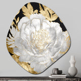 Exquisite White Rose Blooming Floral Gold Glam - Asymmetric Metal Wall Art