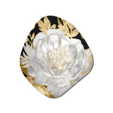 Exquisite White Rose Blooming Floral Gold Glam - Asymmetric Metal Wall Art